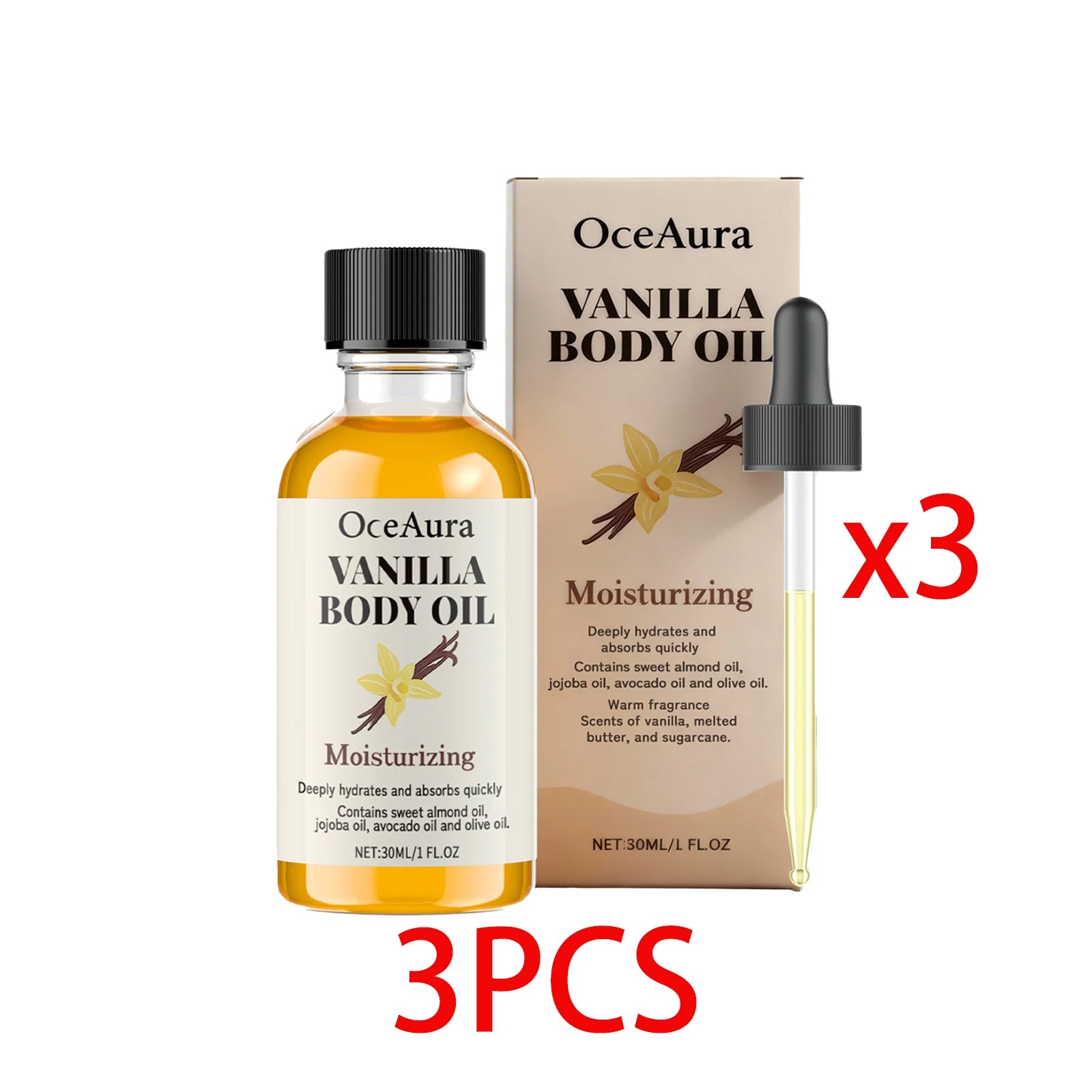 Stress Relief Vanilla Massage Oil Deeply Moisturizes Soothes Muscles Promotes Relaxation Herbal Bath Body Care Formula Oils 30ml