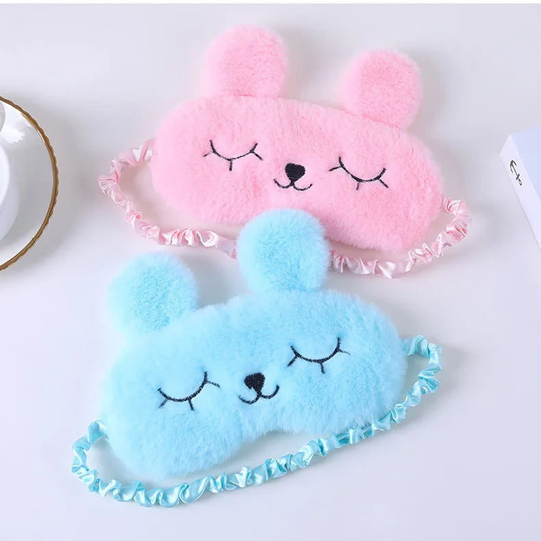 Cute Cartoon Rabbit Plush Sleeping Eye Mask Comfortable Sleep Mask Sleep Aid Traveing Home Shading Light Eye Cover Eyeshade