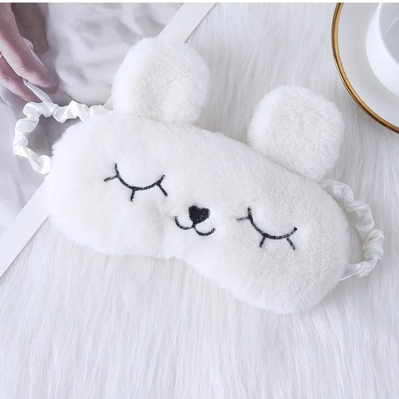 Cute Cartoon Rabbit Plush Sleeping Eye Mask Comfortable Sleep Mask Sleep Aid Traveing Home Shading Light Eye Cover Eyeshade
