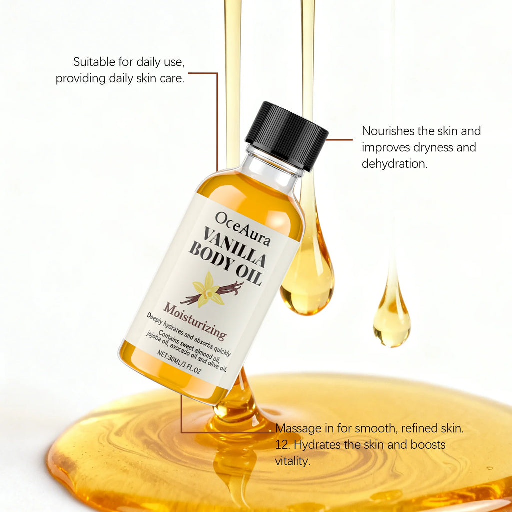 Stress Relief Vanilla Massage Oil Deeply Moisturizes Soothes Muscles Promotes Relaxation Herbal Bath Body Care Formula Oils 30ml