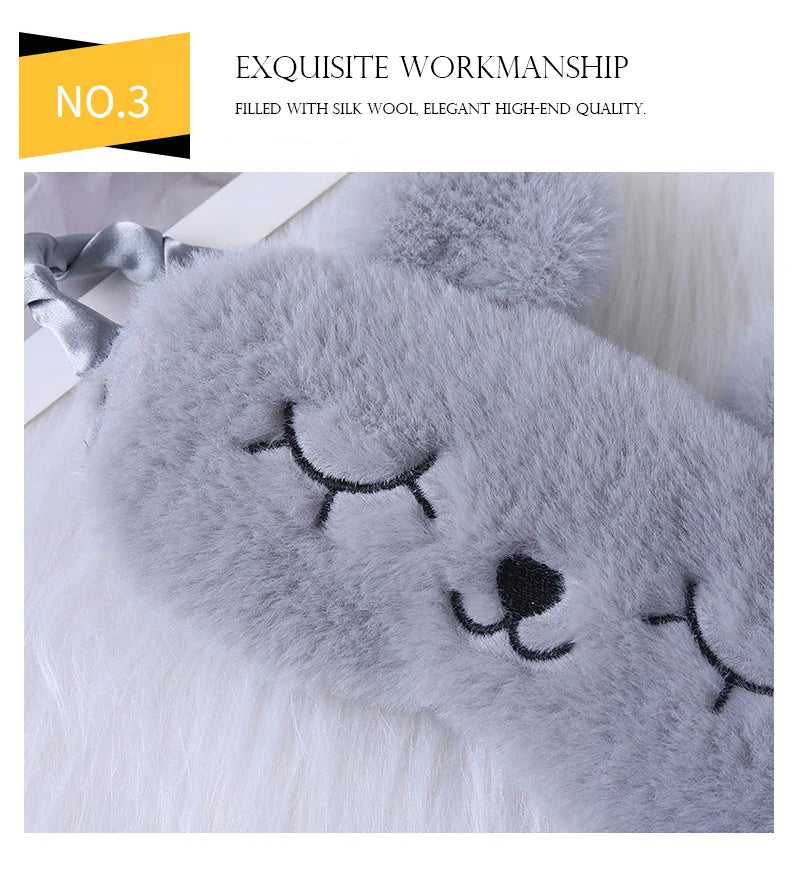 Cute Cartoon Rabbit Plush Sleeping Eye Mask Comfortable Sleep Mask Sleep Aid Traveing Home Shading Light Eye Cover Eyeshade