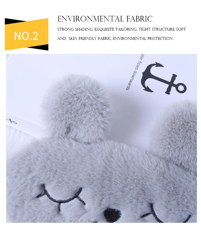 Cute Cartoon Rabbit Plush Sleeping Eye Mask Comfortable Sleep Mask Sleep Aid Traveing Home Shading Light Eye Cover Eyeshade