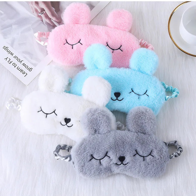 Cute Cartoon Rabbit Plush Sleeping Eye Mask Comfortable Sleep Mask Sleep Aid Traveing Home Shading Light Eye Cover Eyeshade