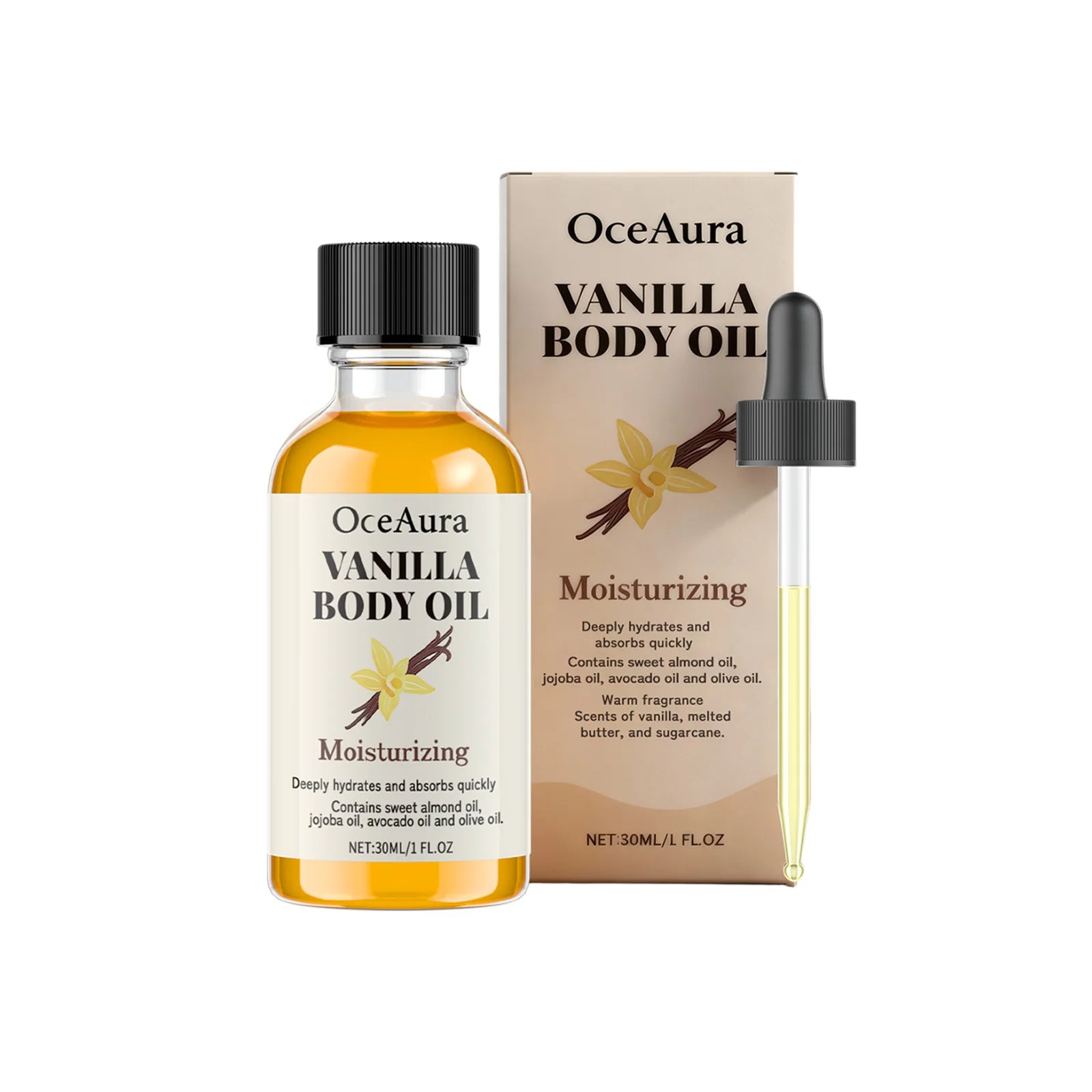 Stress Relief Vanilla Massage Oil Deeply Moisturizes Soothes Muscles Promotes Relaxation Herbal Bath Body Care Formula Oils 30ml